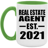 Real Estate Agent Established EST. 2021 - 15oz Accent Mug Green