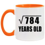 28th Birthday Square Root of 784 Years Old - 11oz Accent Mug Orange