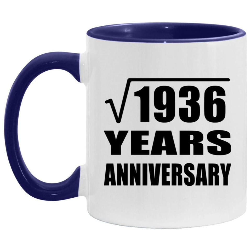 44th Anniversary Square Root of 1936 Years Anniversary - 11oz Accent Mug Purple