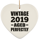 5th Birthday Vintage 2019 Aged Perfectly - Heart Ornament