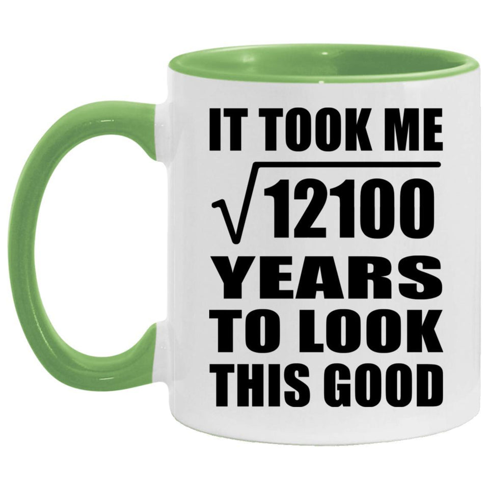 110th Birthday Took Square Root of 12100 Years To Look Good - 11oz Accent Mug Green