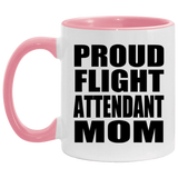 Proud Flight Attendant Mom - 11oz Accent Mug Pink