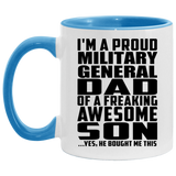 Proud Military General Dad Of Awesome Son - 11oz Accent Mug Blue