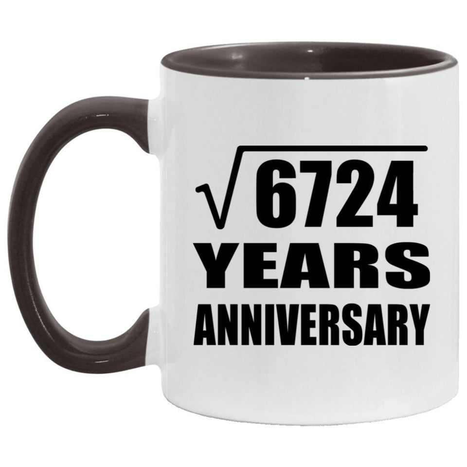 82nd Anniversary Square Root of 6724 Years Anniversary - 11oz Accent Mug Black