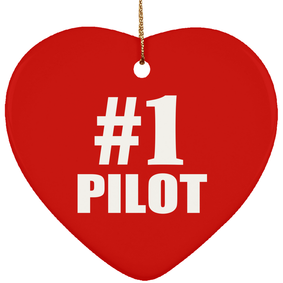 Number One #1 Pilot - Heart Ornament