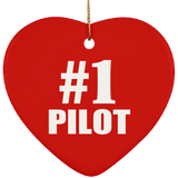 Number One #1 Pilot - Heart Ornament