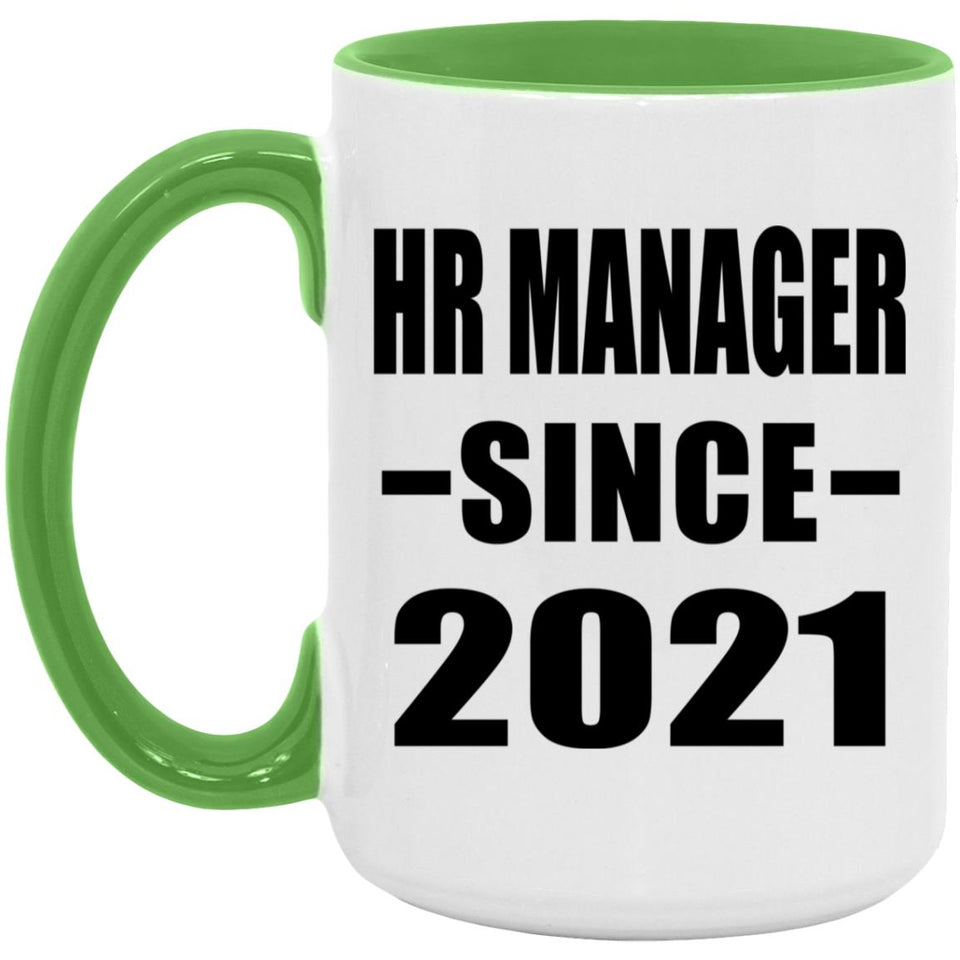 HR Manager Since 2021 - 15oz Accent Mug Green