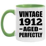 112th Birthday Vintage 1912 Aged Perfectly - 11oz Accent Mug Green