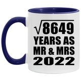 93rd Anniversary Square Root of 8649 Years As Mr & Mrs 2022 - 11oz Accent Mug Purple