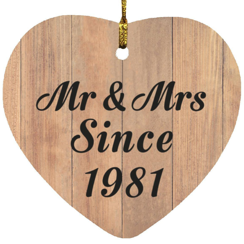 43rd Anniversary Mr & Mrs Since 1981 - Heart Ornament C