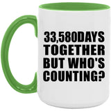 92nd Anniversary 33,580 Days Together But Who's Counting - 15oz Accent Mug Green