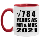 28th Anniversary Square Root of 784 Years As Mr & Mrs 2021 - 11oz Accent Mug Red