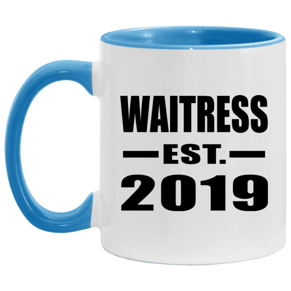 Waitress Established EST. 2019 - 11oz Accent Mug Blue