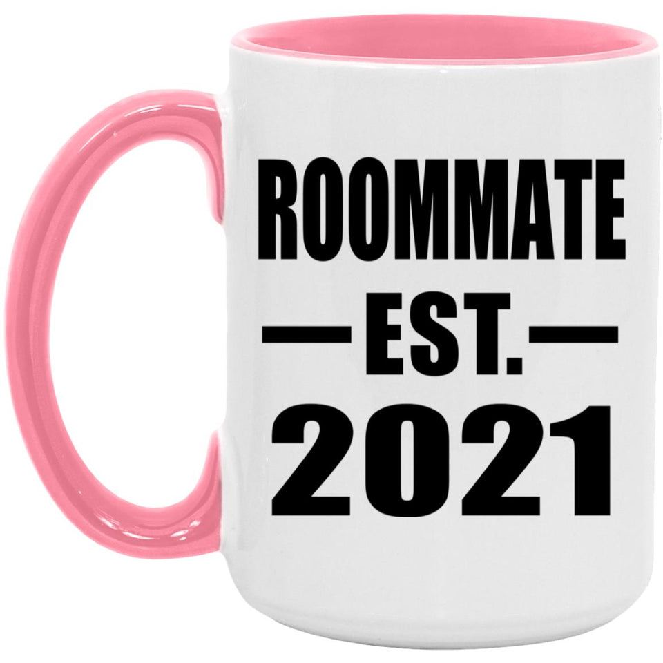Roommate Established EST. 2021 - 15oz Accent Mug Pink