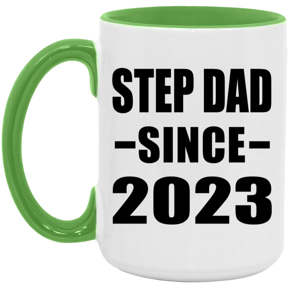 Step Dad Since 2023 - 15oz Accent Mug Green