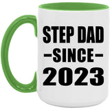 Step Dad Since 2023 - 15oz Accent Mug Green