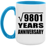 99th Anniversary Square Root of 9801 Years Anniversary - 15oz Accent Mug Blue