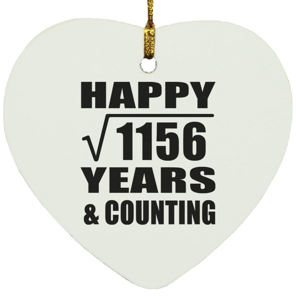 Happy 34th Anniversary Square Root of 1156 Years & Counting - Heart Ornament