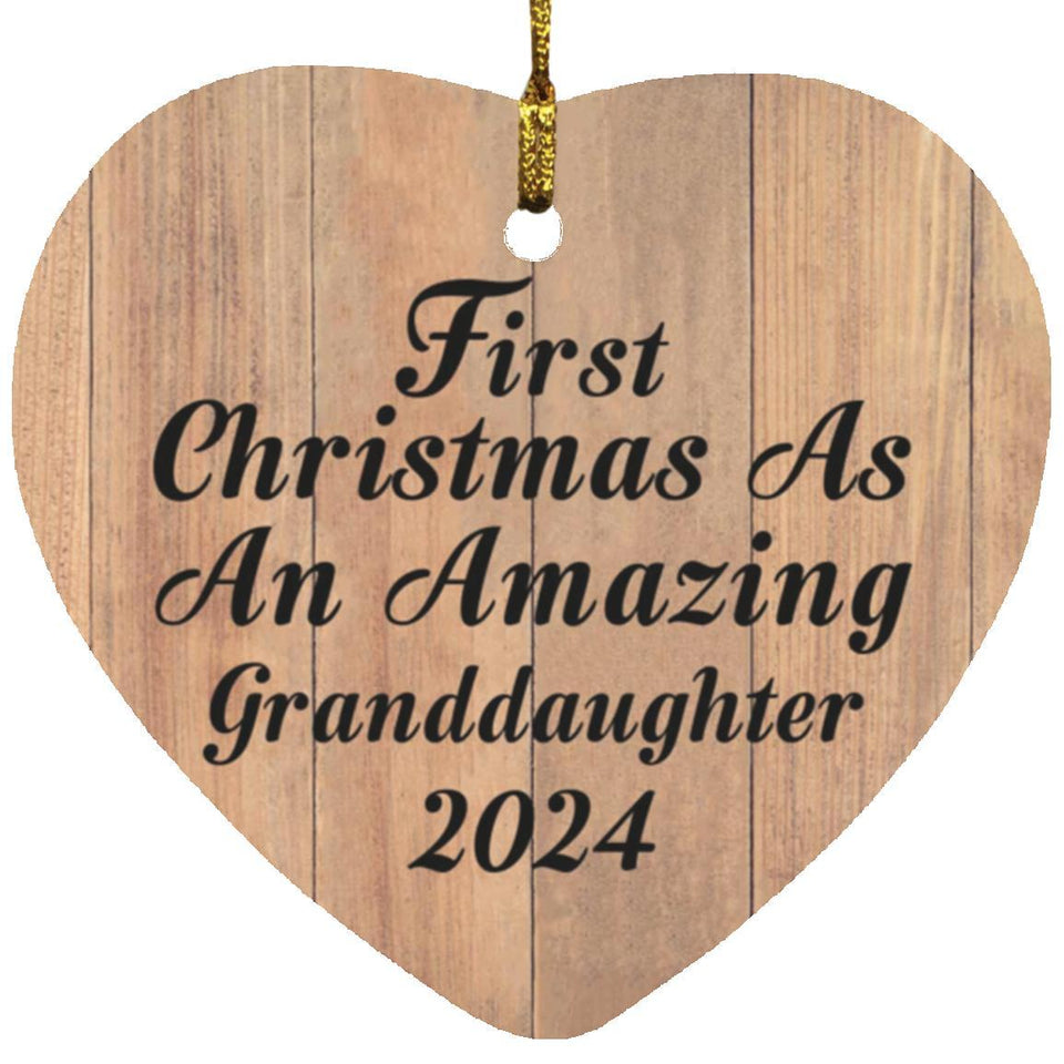 First Christmas As An Amazing Granddaughter 2024 - Heart Ornament C