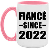 Fiance Since 2022 - 15oz Accent Mug Pink