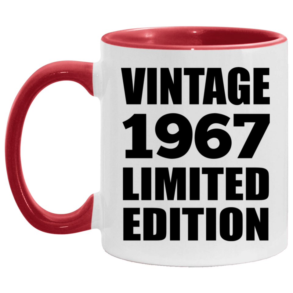 57th Birthday Vintage 1967 Limited Edition - 11oz Accent Mug Red