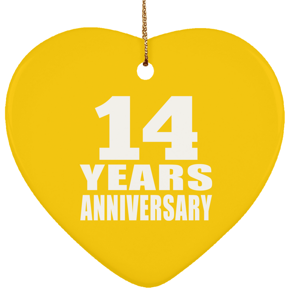 14th Anniversary 14 Years - Heart Ornament