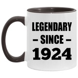 100th Birthday Legendary Since 1924 - 11oz Accent Mug Black