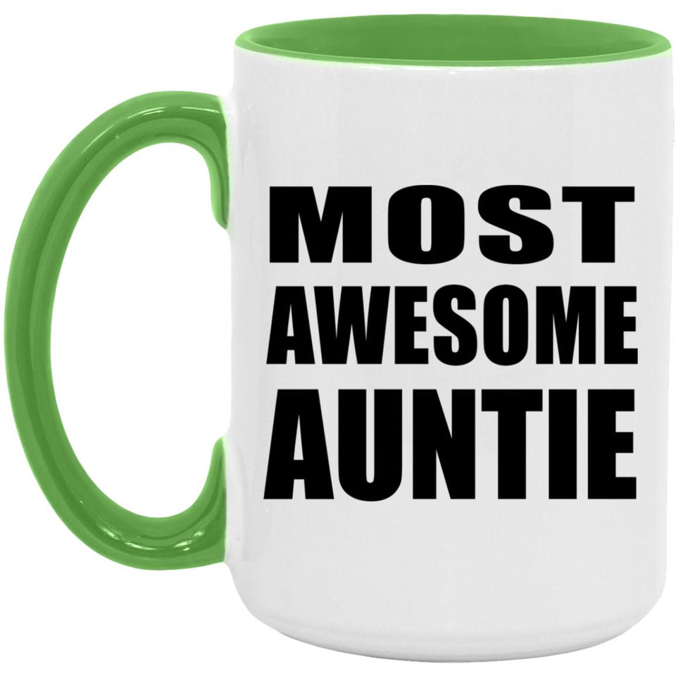 Most Awesome Auntie - 15oz Accent Mug Green