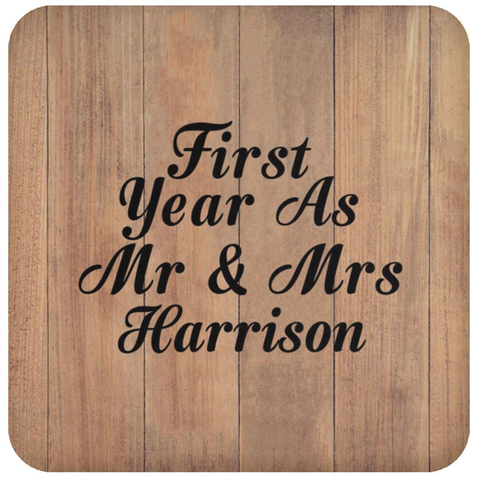 First Year As Mr & Mrs Harrison - Drink Coaster C