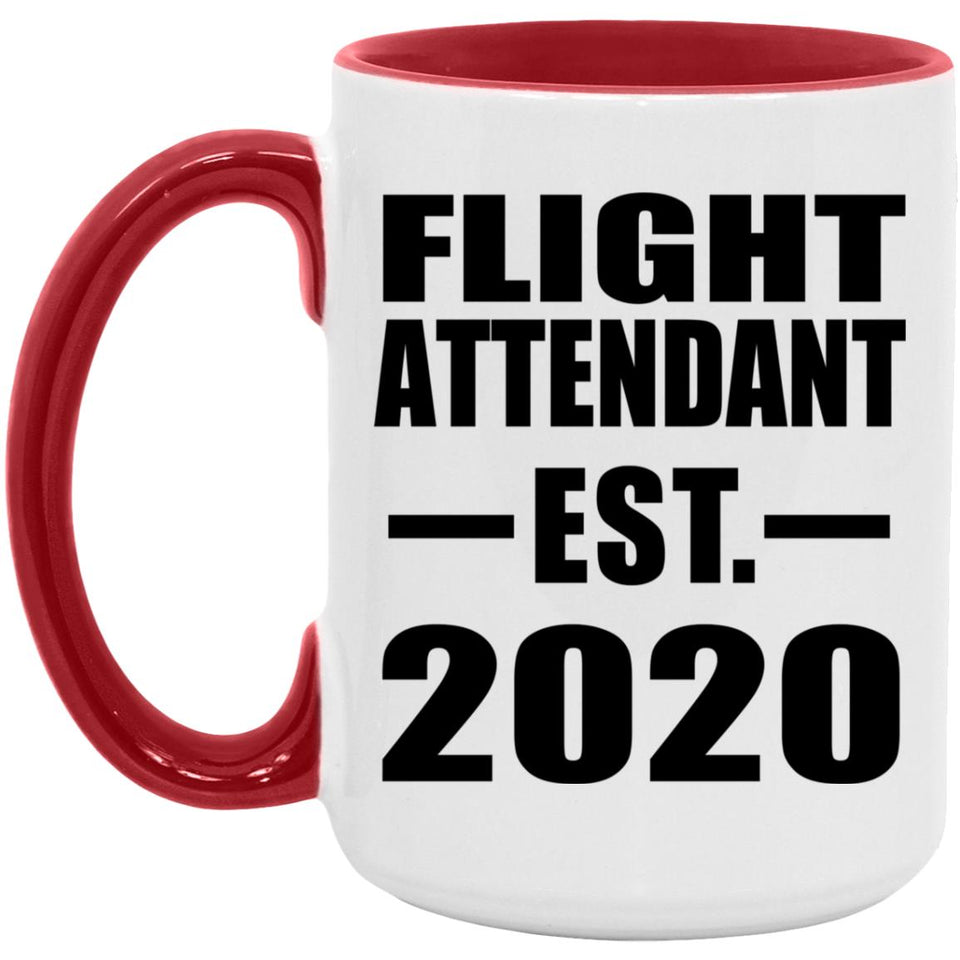 Flight Attendant Established EST. 2020 - 15oz Accent Mug Red