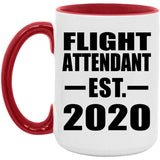 Flight Attendant Established EST. 2020 - 15oz Accent Mug Red