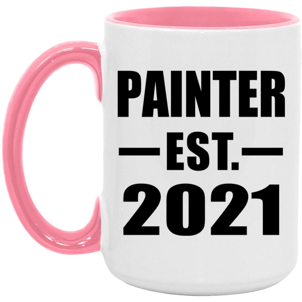 Painter Established EST. 2021 - 15oz Accent Mug Pink