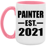 Painter Established EST. 2021 - 15oz Accent Mug Pink