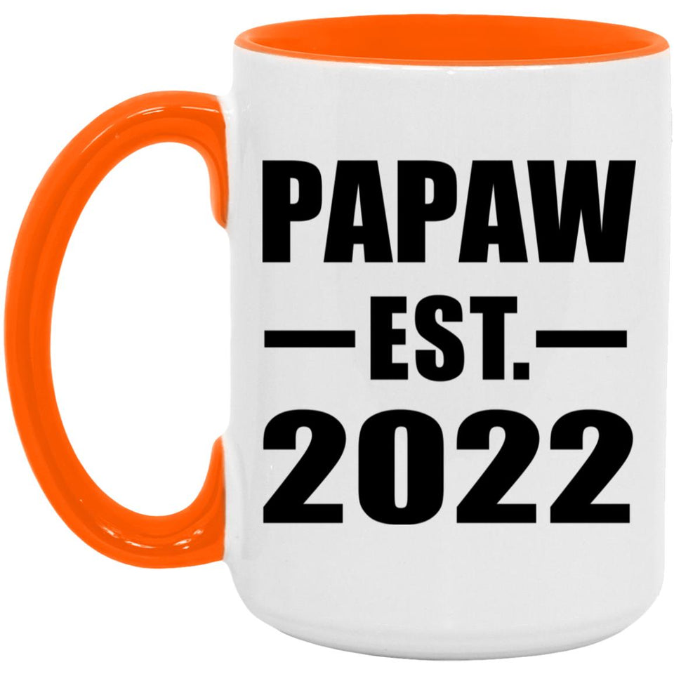 Papaw Established EST. 2022 - 15oz Accent Mug Orange