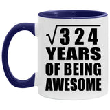 18th Birthday Square Root Of 324 Years Of Being Awesome - 11oz Accent Mug Purple