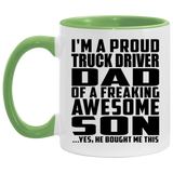 Proud Truck Driver Dad Of Awesome Son - 11oz Accent Mug Green