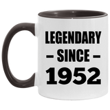 72nd Birthday Legendary Since 1952 - 11oz Accent Mug Black
