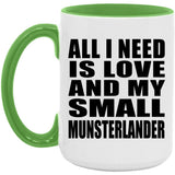All I Need Is Love And My Small Munsterlander - 15oz Accent Mug Green