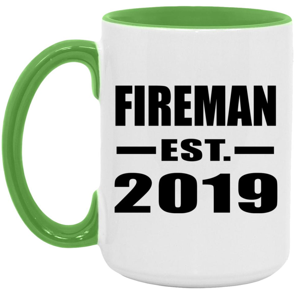 Fireman Established EST. 2019 - 15oz Accent Mug Green