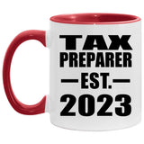Tax Preparer Established EST. 2023 - 11oz Accent Mug Red
