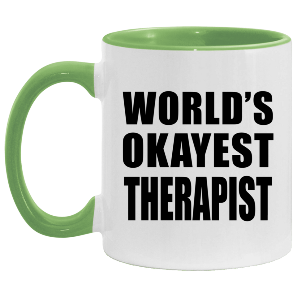 World's Okayest Therapist - 11oz Accent Mug Green