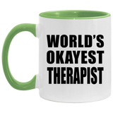 World's Okayest Therapist - 11oz Accent Mug Green