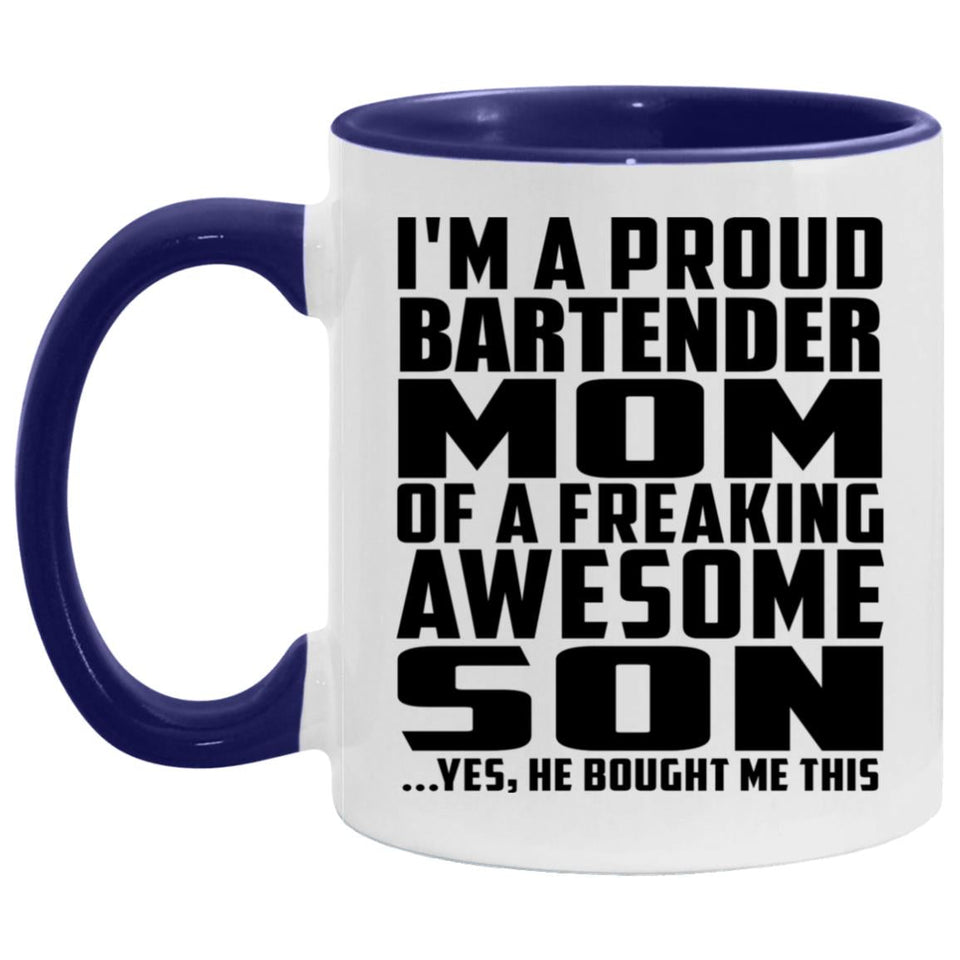 Proud Bartender Mom Of Awesome Son - 11oz Accent Mug Purple