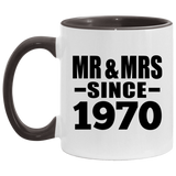 54th Anniversary Mr & Mrs Since 1970 - 11oz Accent Mug Black