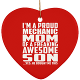 Proud Mechanic Mom Of Awesome Son - Heart Ornament