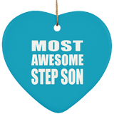 Most Awesome Step Son - Heart Ornament