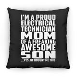 Proud Electrical Technician Mom Of Awesome Son - Throw Pillow Black