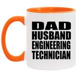 Dad Husband Engineering Technician - 11oz Accent Mug Orange