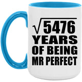 74th Anniversary Square Root of 5476 Years of Mr Perfect - 15oz Accent Mug Blue