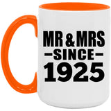99th Anniversary Mr & Mrs Since 1925 - 15oz Accent Mug Orange